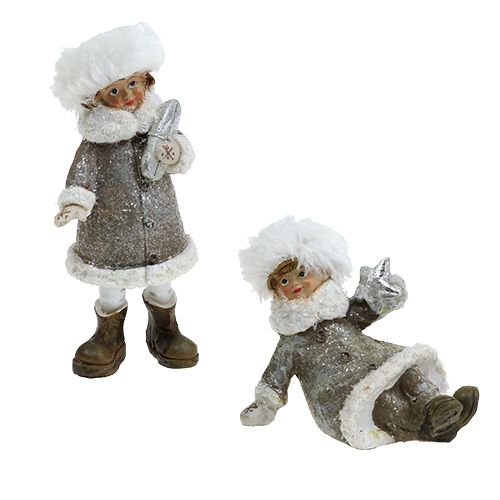 Floristik24 Julfigur gråvit 13cm 2st