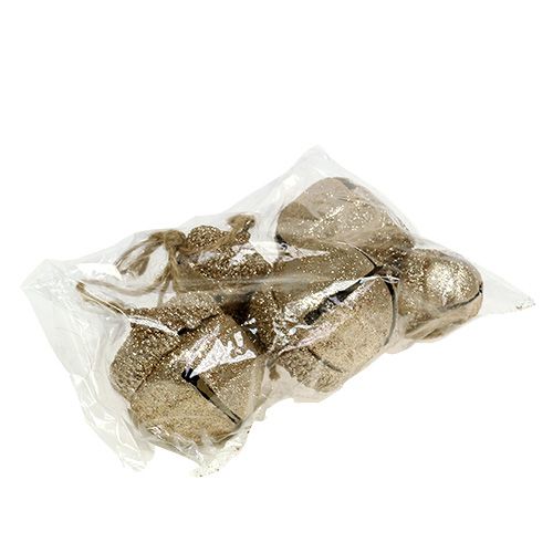 Floristik24 Dekorativ hängare ekollon 3cm-5cm champagne L16cm 3st