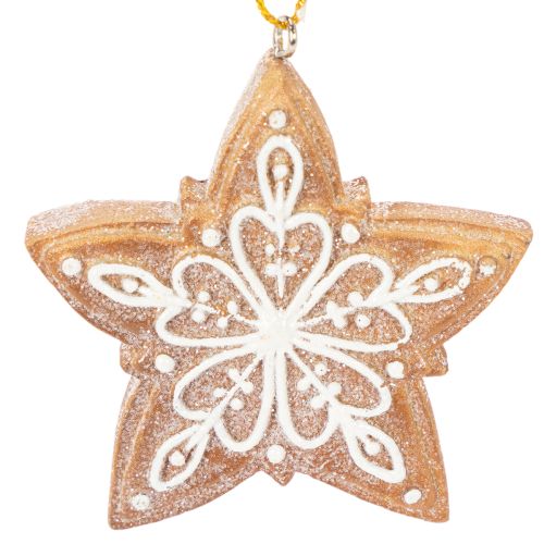 Julgransprydnader, pepparkaka, glasyrliknande, nötknäppare, stjärna, träd, krans, 6 cm, 4 stycken | Floristik24.se