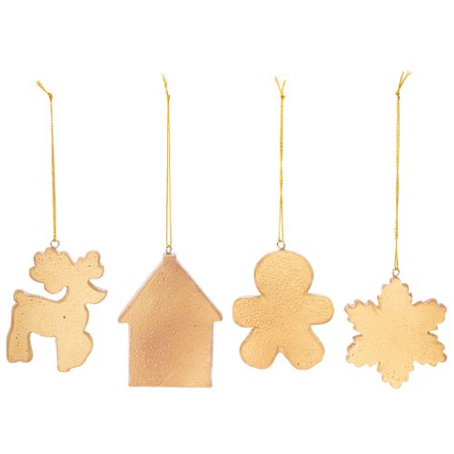 Julgranskulor, honungstårta, ren, pepparkaksgubbe, snöflinga, 7 cm, 4 stycken | Floristik24.se
