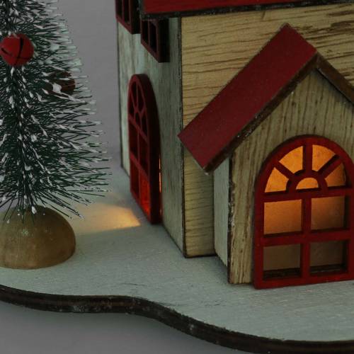 Floristik24 Julhus med LED-belysning naturligt, rött trä 20 × 15 × 15cm