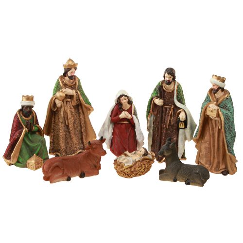 Julkrubba figurer set handmålad polyresin 8-20cm 8 stycken