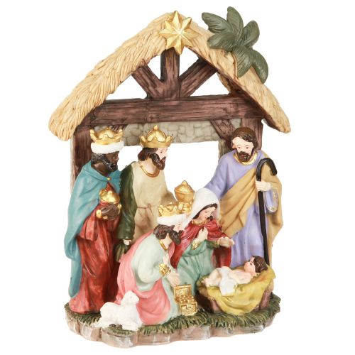 Artikel Julkrubba med figurer Julkrubba 15,5×7×20cm