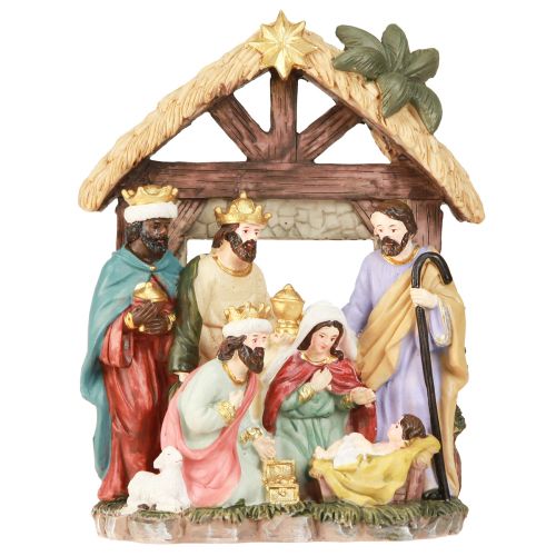 Artikel Julkrubba med figurer Julkrubba 15,5×7×20cm