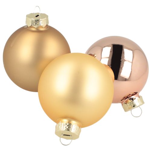 Julkulor trio guld &amp; rosé – elegant set om 3 med glans och stil 5 cm 24 st