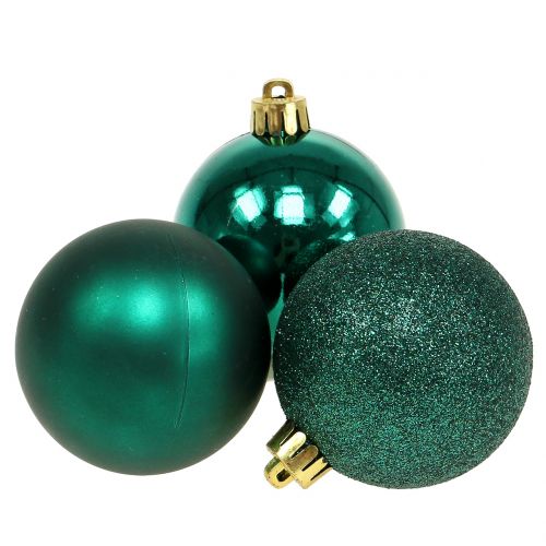 Julboll smaragdgrön mix Ø6cm 10st