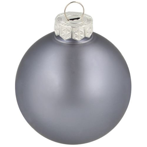Artikel Julgranskulor i glas, set om 3 – ljusblå, blå, metallicblå och matt med galge 6 cm, 24 st
