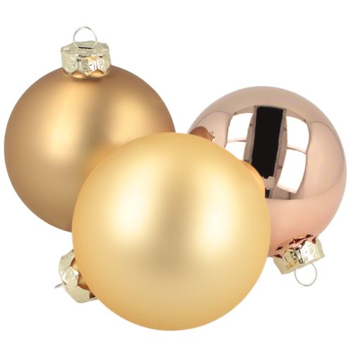 Julkulor i glas – matt och glänsande i guld, rosa 7,5 cm 12 st