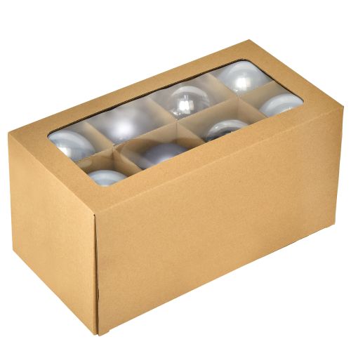 Artikel Kulset i blått/silver – matt och glansigt, glasdekoration för vinterblomster 7,5 cm 12 st