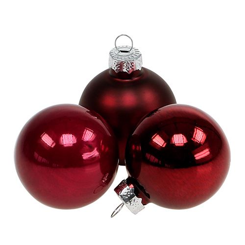 Julkulsglas Ø4cm Bordeauxmix 24 st