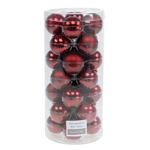 Artikel Julkulsglas Ø4cm Bordeauxmix 24 st
