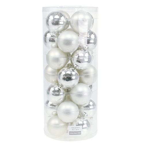 Artikel Julkula glas Ø6cm silvermix 24 st