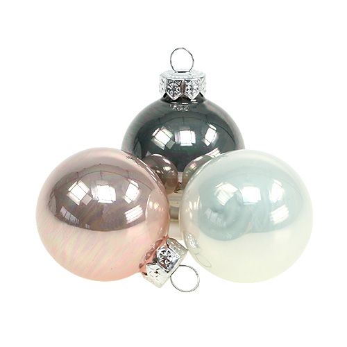 Julkula glas Ø3,5cm rosa, grå, kräm 16 st