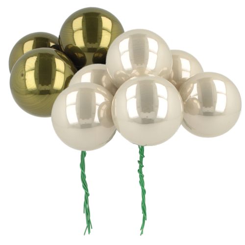 Artikel Julkulor i glasspegel med bär olivgrönt silver Ø40mm 32 st