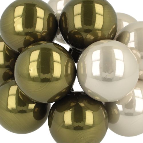 Artikel Julkulor i glasspegel med bär olivgrönt silver Ø40mm 32 st
