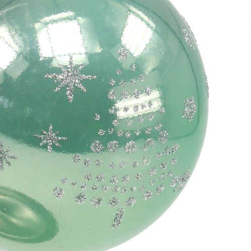 Floristik24 Julboll med glitter eukalyptus Ø8cm 6st
