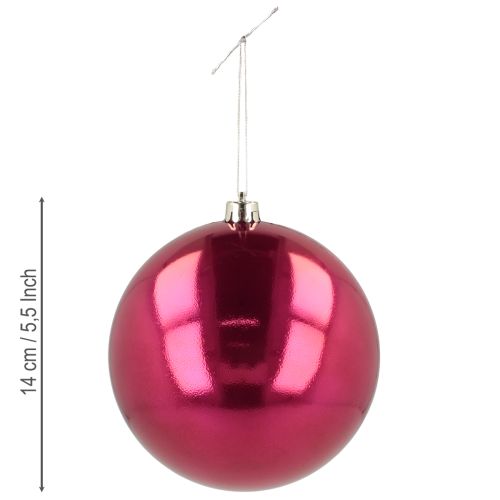 Floristik24 Julkula plast stor julgranskula rosa Ø14cm