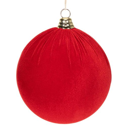 Röd julkula i sammetsliknande stil, stor 20 cm julgranskula, 3 stycken köpa | Floristik24.se
