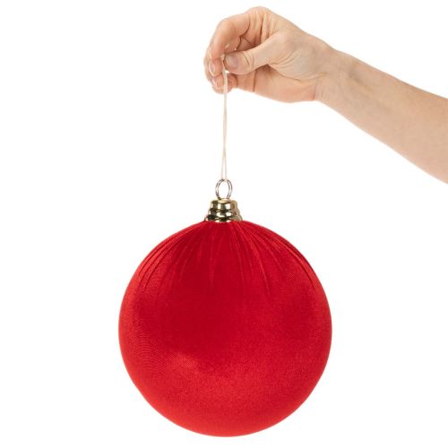 Röd julkula i sammetsliknande stil, stor 20 cm julgranskula, 3 stycken | Floristik24.se