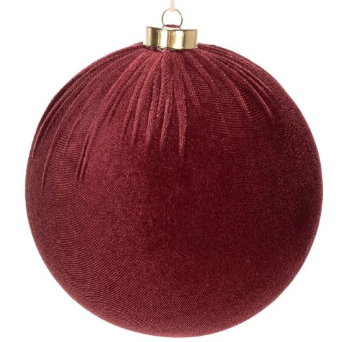Julkula, röd sammetsliknande, för upphängning, 15 cm, 3 stycken