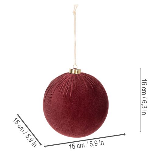 Julkula, röd sammetsliknande, för upphängning, 15 cm, 3 stycken | Floristik24.se