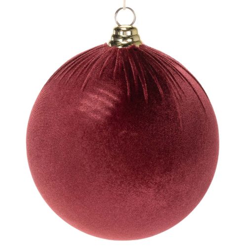 Stor röd julgranskula i sammetsliknande färg, 20 cm, 3 stycken