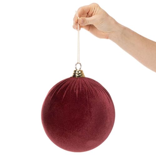 Stor röd julgranskula i sammetsliknande färg, 20 cm, 3 stycken | Floristik24.se