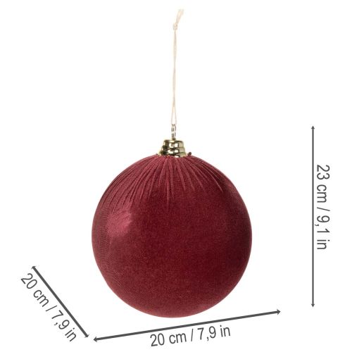 Stor röd julgranskula i sammetsliknande färg, 20 cm, 3 stycken | Floristik24.se