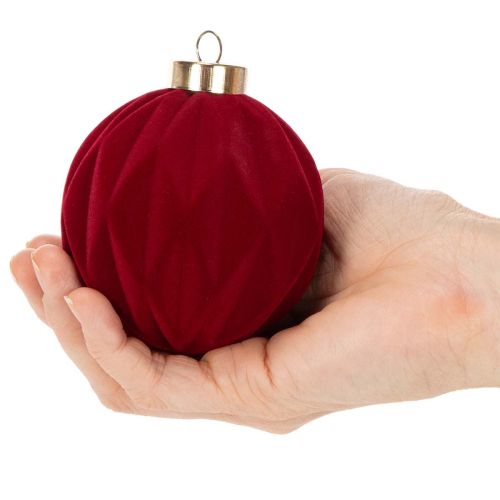 Julkula, sammetslen yta, röd, 8 cm, 12 stycken | Floristik24.se
