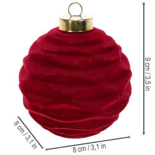 Julkula, sammetslen yta, röd, 8 cm, 12 stycken | Floristik24.se