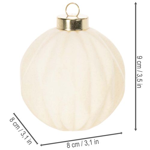 Julgranskulor i vitt, blandade texturer, 8 cm, 12 stycken | Floristik24.se