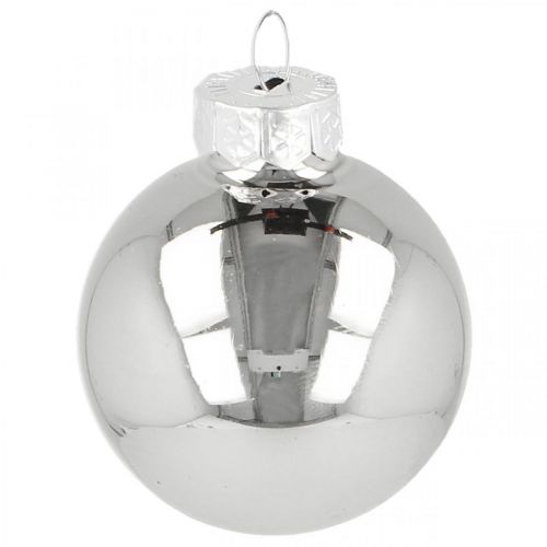 Artikel Minijulkula, träddekorationsmix, adventsdekoration svart/silver/pärlemor H4,5cm Ø4cm äkta glas 24 st.