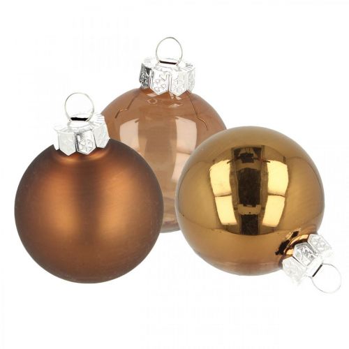Floristik24 Julgranskulor, träddekorationsmix, minijulgranskulor brun H4,5cm Ø4cm äkta glas 24 st