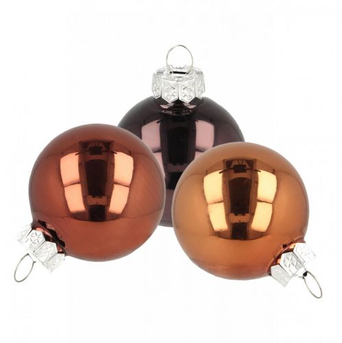 Floristik24 Julgransdekorationer, julkulor, trädbollsmix brun H4,5cm Ø4cm äkta glas 24 st.