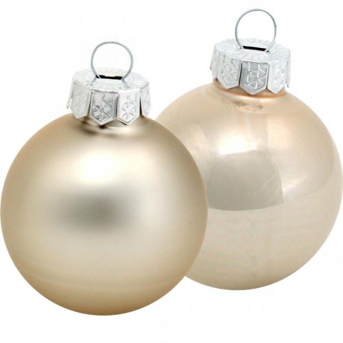 Floristik24 Träddekorationsmix, julkulor, miniträdhängen gyllene/bruna/pärlemor/beige H4,5cm Ø4cm äkta glas 24 st