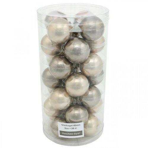 Floristik24 Julgranskulor, minigranskulor, juldekorationsmix beige/pärlemor H4,5cm Ø4cm äkta glas 24 st.