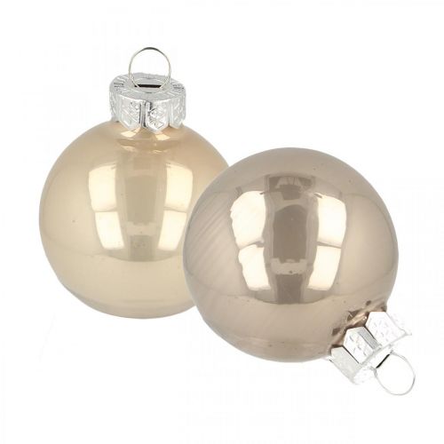 Floristik24 Julgranskulor, minigranskulor, juldekorationsmix beige/pärlemor H4,5cm Ø4cm äkta glas 24 st.