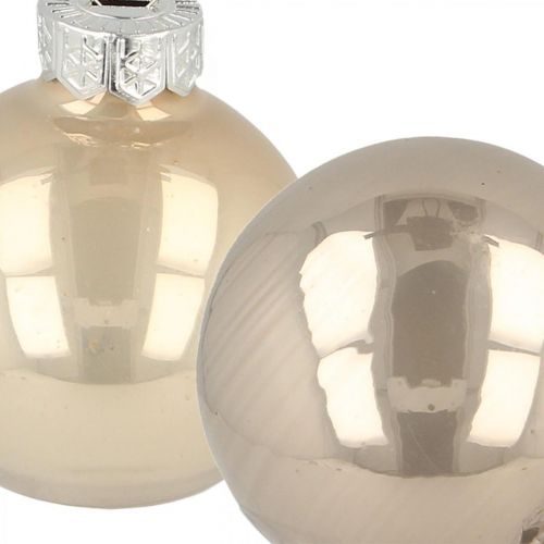 Floristik24 Julgranskulor, minigranskulor, juldekorationsmix beige/pärlemor H4,5cm Ø4cm äkta glas 24 st.
