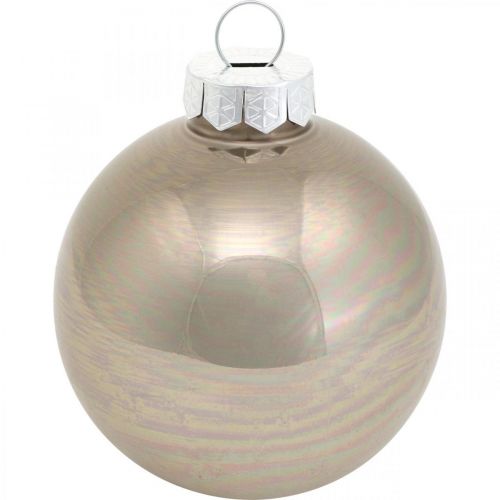 Floristik24 Julgranskula, träddekoration, julkula beige/pärlemor H6,5cm Ø6cm äkta glas 24 st.