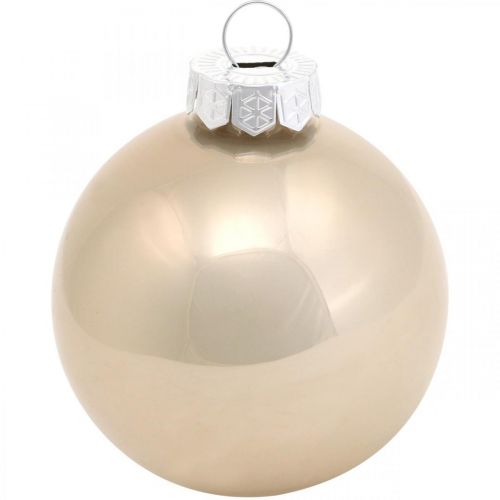 Floristik24 Julgranskula, träddekoration, julkula beige/pärlemor H6,5cm Ø6cm äkta glas 24 st.