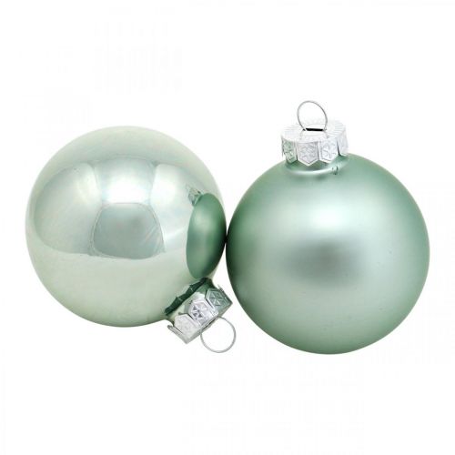 Floristik24 Julkula, träddekoration, julgranskula grön mint H6,5cm Ø6cm äkta glas 24 st