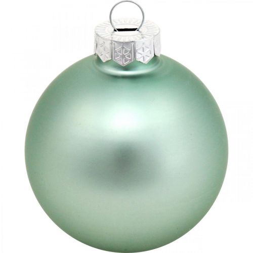 Floristik24 Julkula, träddekoration, julgranskula grön mint H6,5cm Ø6cm äkta glas 24 st