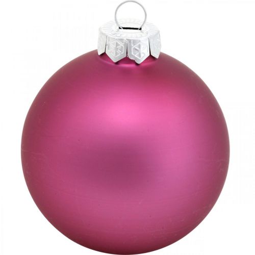 Julbollar, julgransdekorationer, trädbollar violett H6,5cm Ø6cm äkta glas 24st