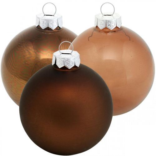 Floristik24 Julgranskula, träddekorationer, julkulor brun H6,5cm Ø6cm äkta glas 24 st