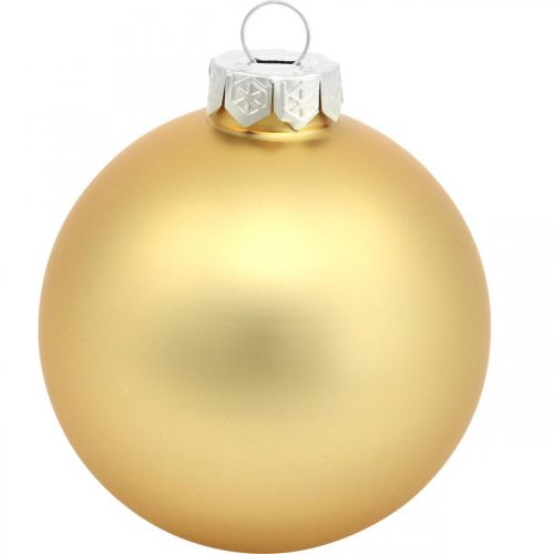 Floristik24 Trädboll, julgransdekorationer, julkula gyllene H8,5cm Ø7,5cm äkta glas 12st