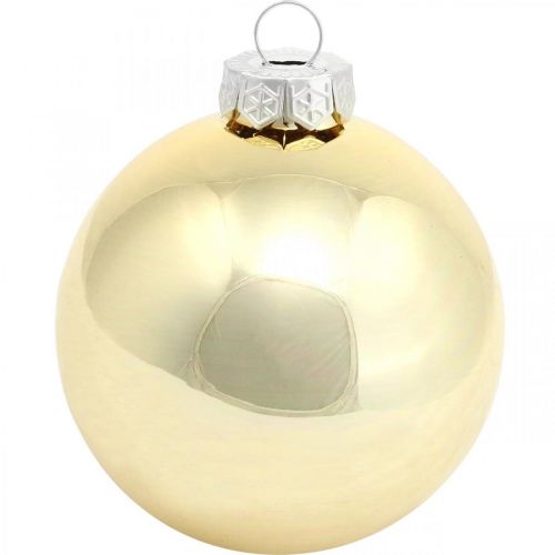 Floristik24 Trädboll, julgransdekorationer, julkula gyllene H8,5cm Ø7,5cm äkta glas 12st