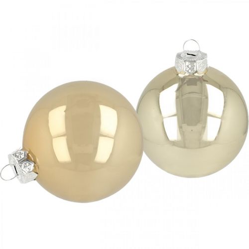 Floristik24 Julgranskulor, trädekorationer, glasbollar vita / pärlemor H8,5cm Ø7,5cm äkta glas 12st