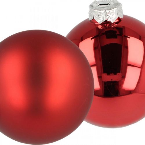 Julgranskula, träddekorationer, julkula röd H8,5cm Ø7,5cm äkta glas 12st