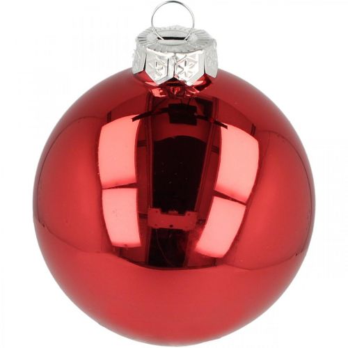 Floristik24 Julgranskula, träddekorationer, julkula röd H8,5cm Ø7,5cm äkta glas 12st