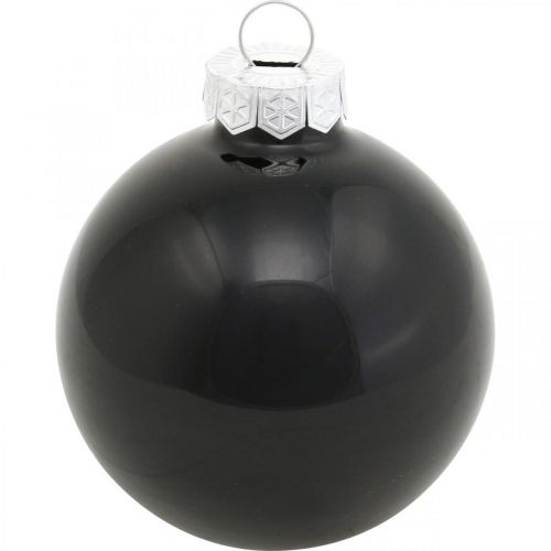 Artikel Mini julgranskula, träddekorationsmix, julkulor svart H4,5cm Ø4cm äkta glas 24 st